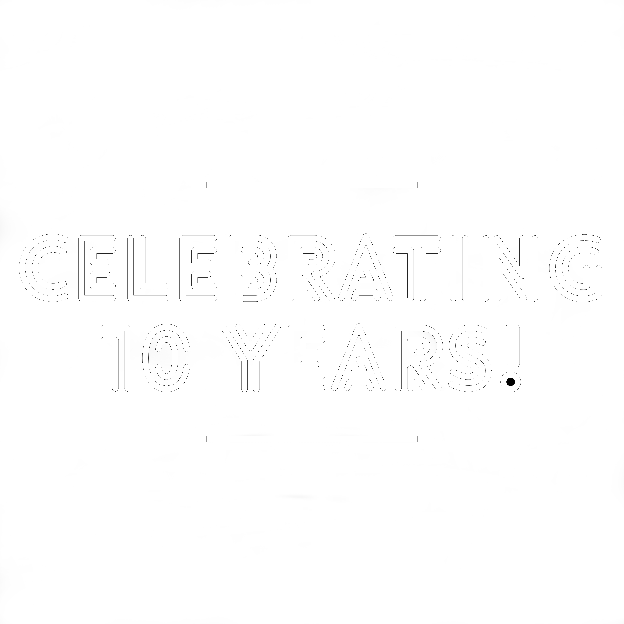 The words Celebrating 10 years in a stylised font