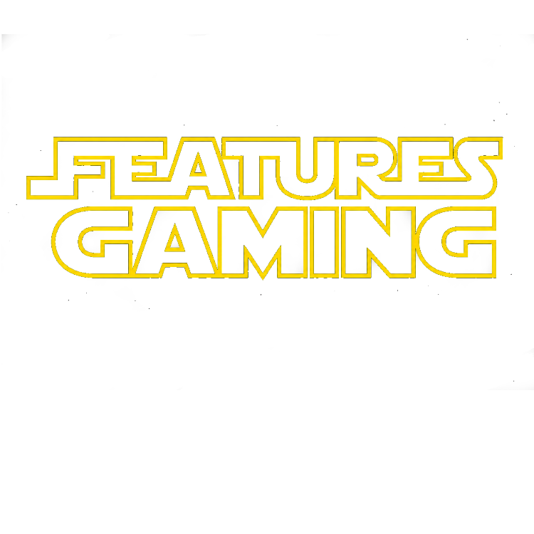 The words Features Gaming as a Logo in a Star Wars inspired font